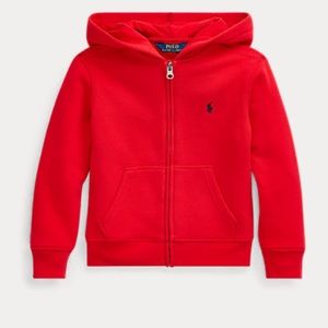 Red polo hoodie, goes great with jeans and with a nice black coat as well.